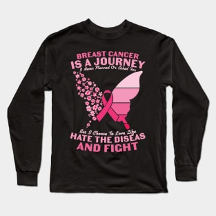 Breast Cancer Butterfly & Ribbon Long Sleeve T-Shirt